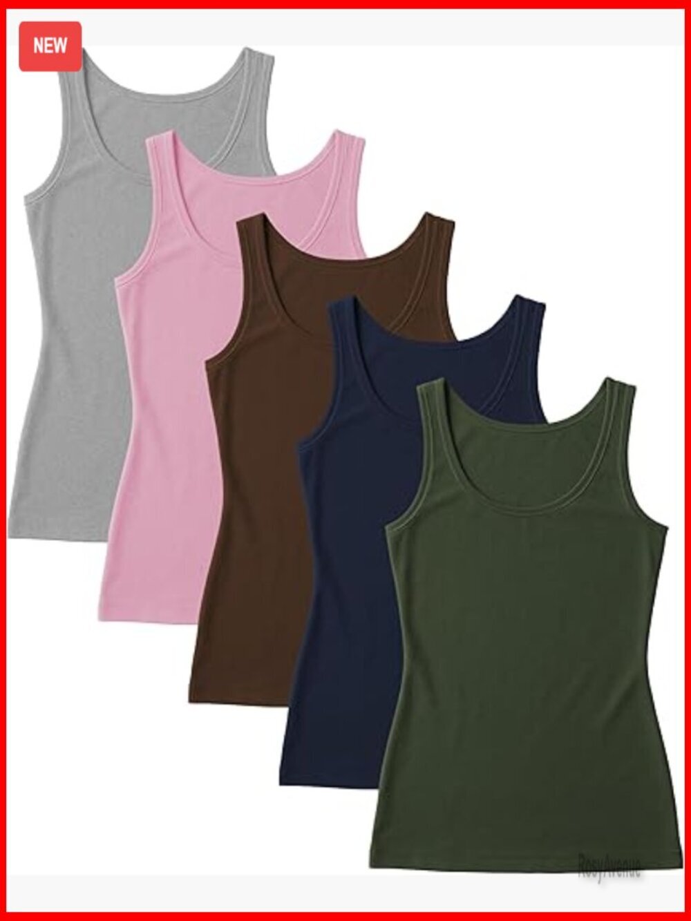 Women's Stretch Tank Top Multi Pack - Soft Scoop Neck Cami for Layering &